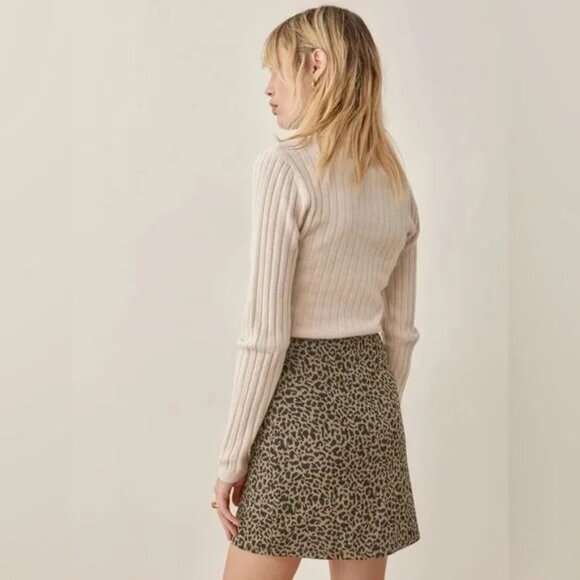 Reformation Suzie Skirt in Brown Cheetah Size 2 - Picture 2 of 5